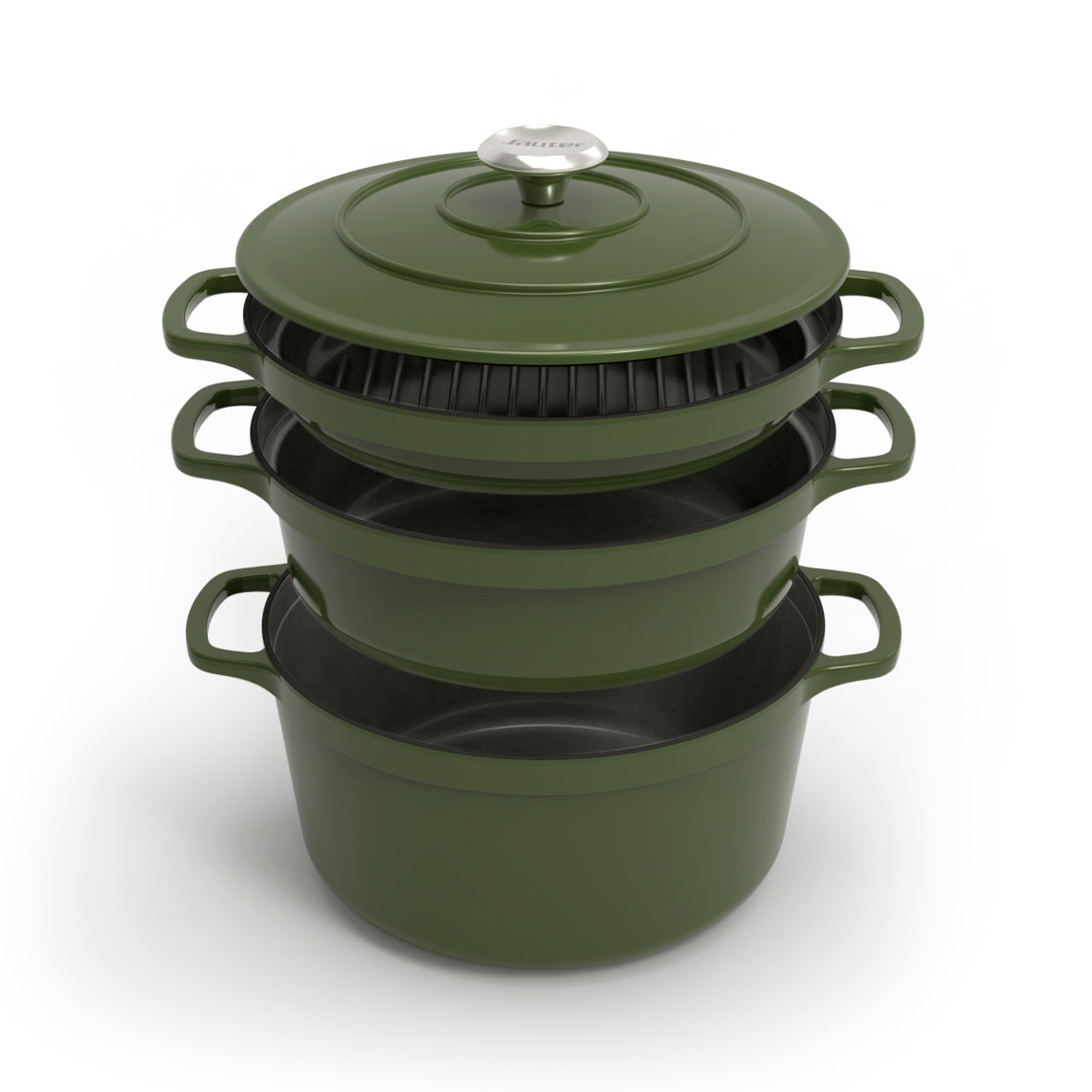 Stackable cast iron set 4 pieces green