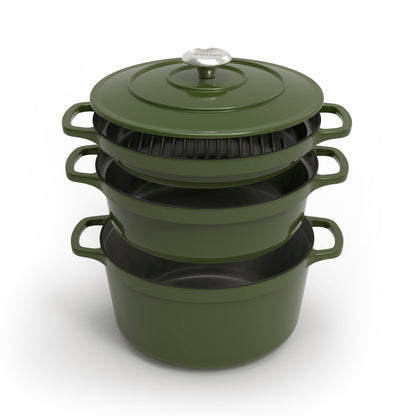 Stackable cast iron set 4 pieces green