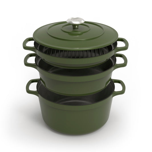Stackable cast iron set 4 pieces green