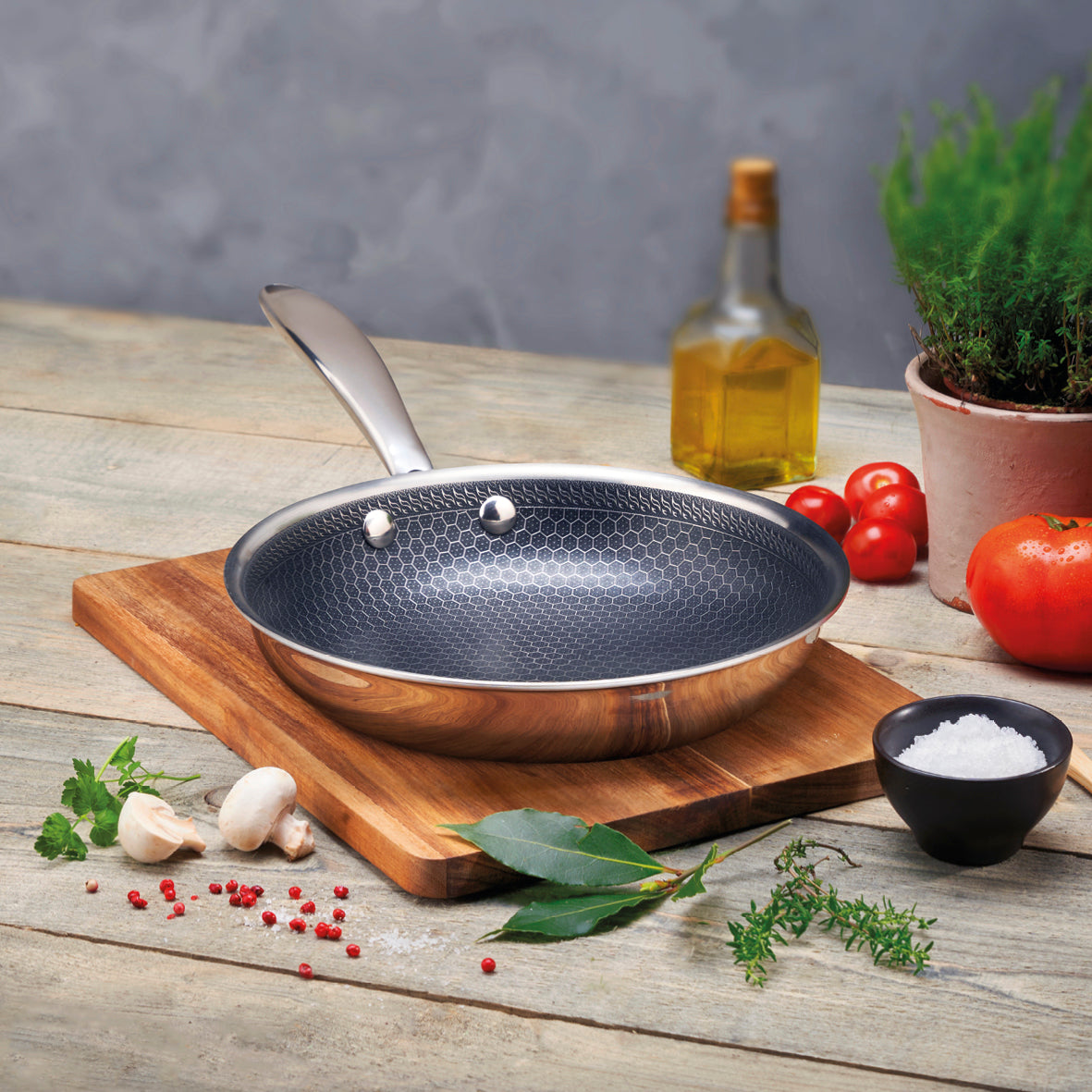 Triply frypan with non-stick honeycomb coating - Multinox Pro ceramic - Silver