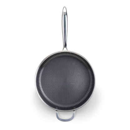 Stainless steel triply skillet non-stick honeycomb coating - Silver