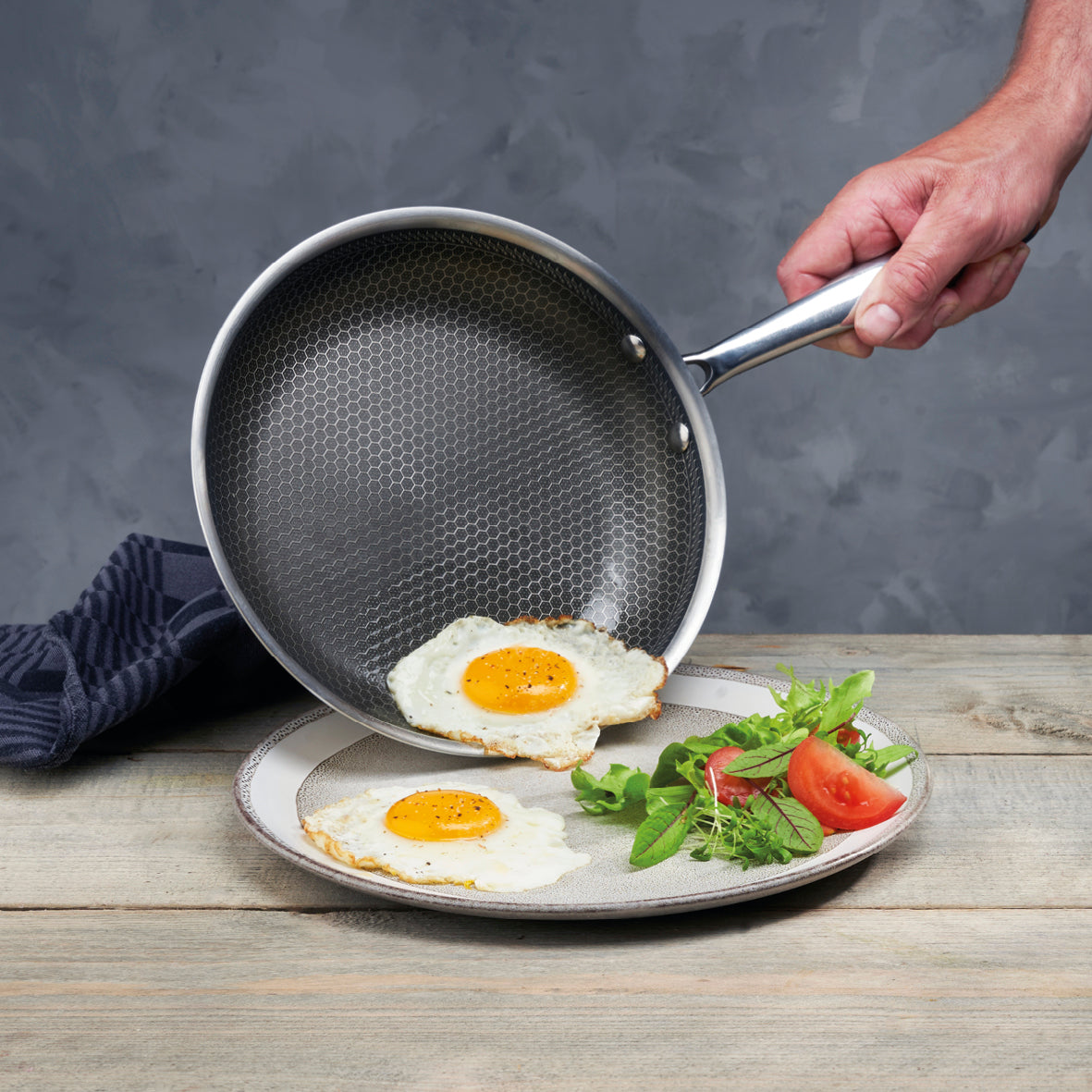 Stainless steel triply wok non-stick honeycomb coating - Multinox Pro Ceramic - Silver
