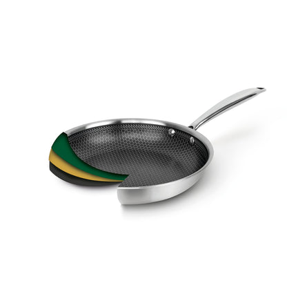 Set of 2 triply frypans with non-stick honeycomb coating - Multinox pro ceramic - Silver - 24 + 28 cm