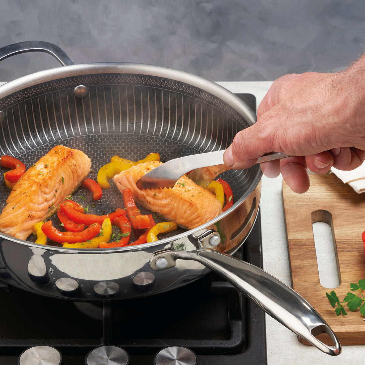 Set of 2 triply frypans with non-stick honeycomb coating - Multinox pro ceramic - Silver - 24 + 28 cm