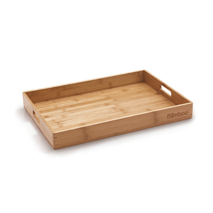 Serving tray in bamboo - light brown - 50 x 35 x 5.5 cm