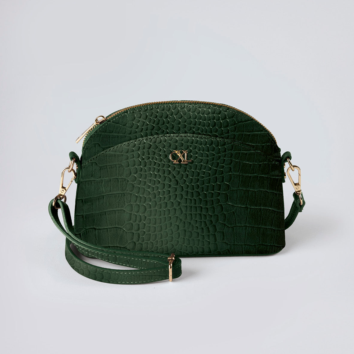 Croco leather crossbody bag Malesherbes Dark green