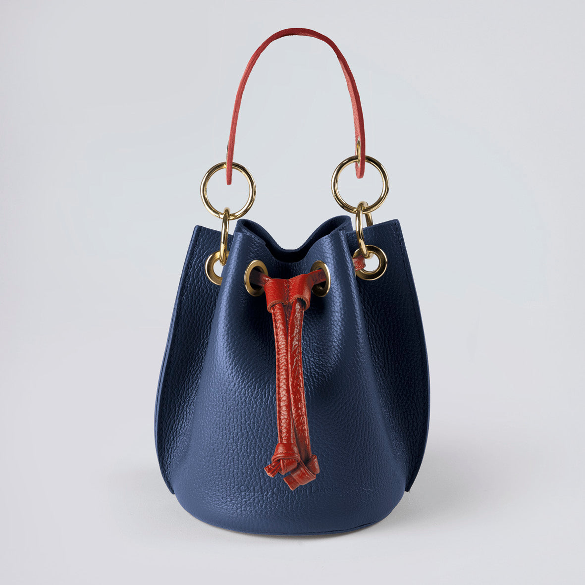 Leather bucket bag Celestins Navy blue Red