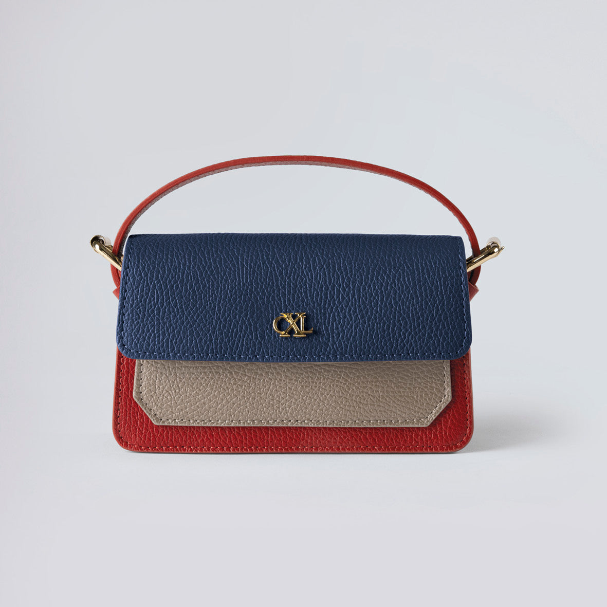Small leather handbag Odeon Red Navy blue Nude