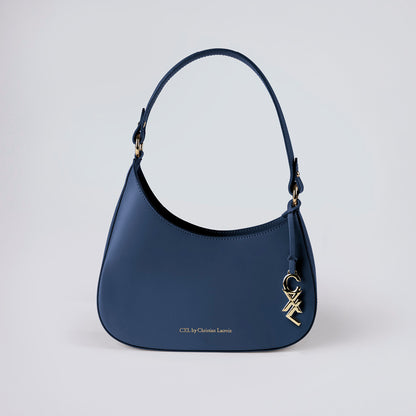 Leather shoulder bag Ambroise Navy blue