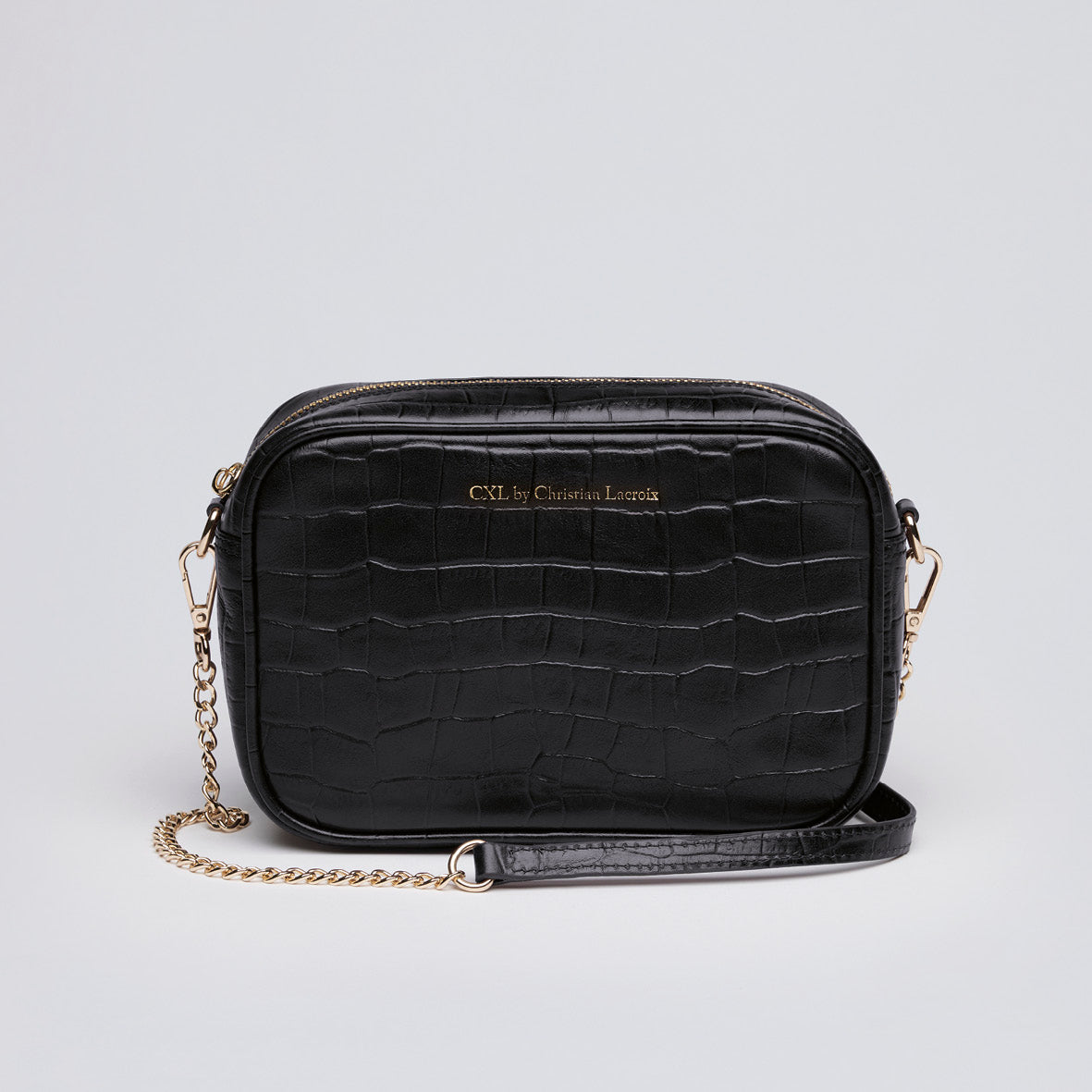 Croco leather crossbody bag - Montmartre Black