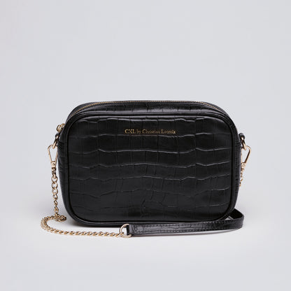 Croco leather crossbody bag - Montmartre Black