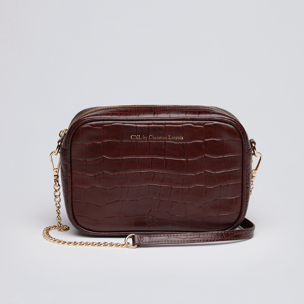 Croco leather crossbody bag - Montmartre Burgundy