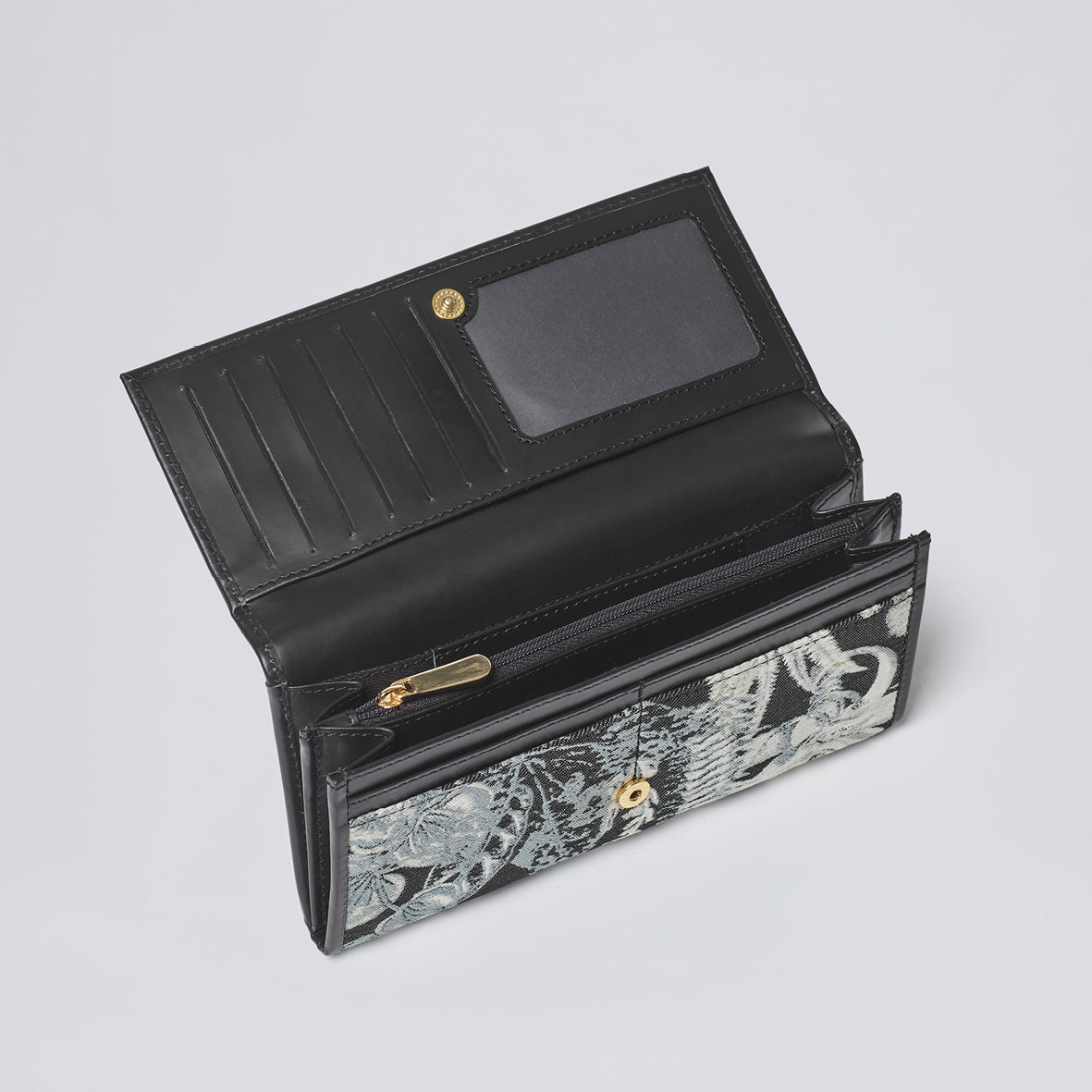 Portefeuille Alba en cuir et jacquard Zanzibar - Noir