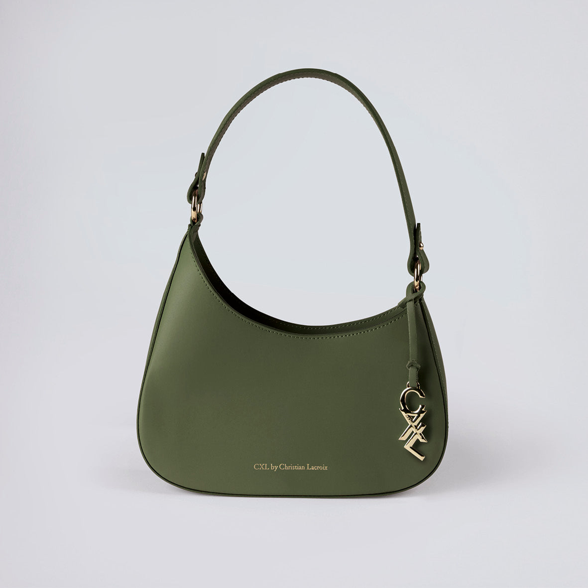 Leather shoulder bag Ambroise Khaki