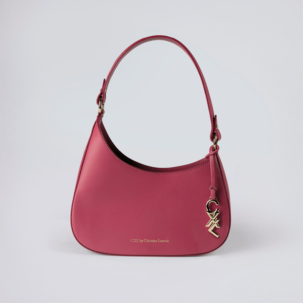 Leather shoulder bag Ambroise Raspberry
