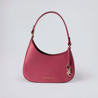 Leather shoulder bag Ambroise Raspberry