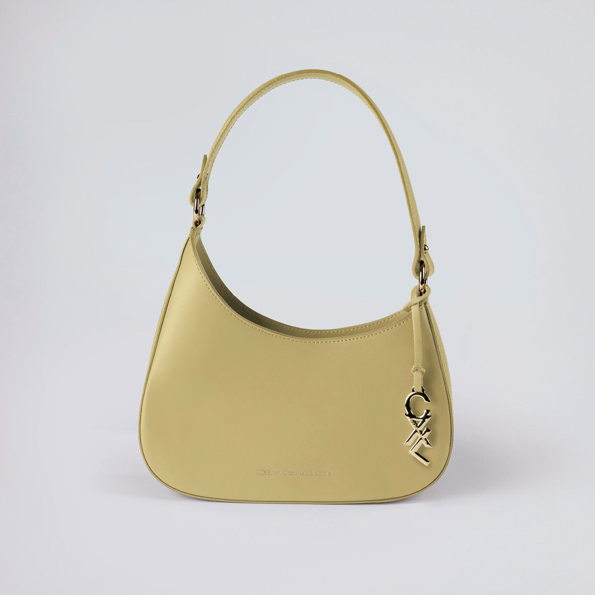 Leather shoulder bag Ambroise Soft yellow