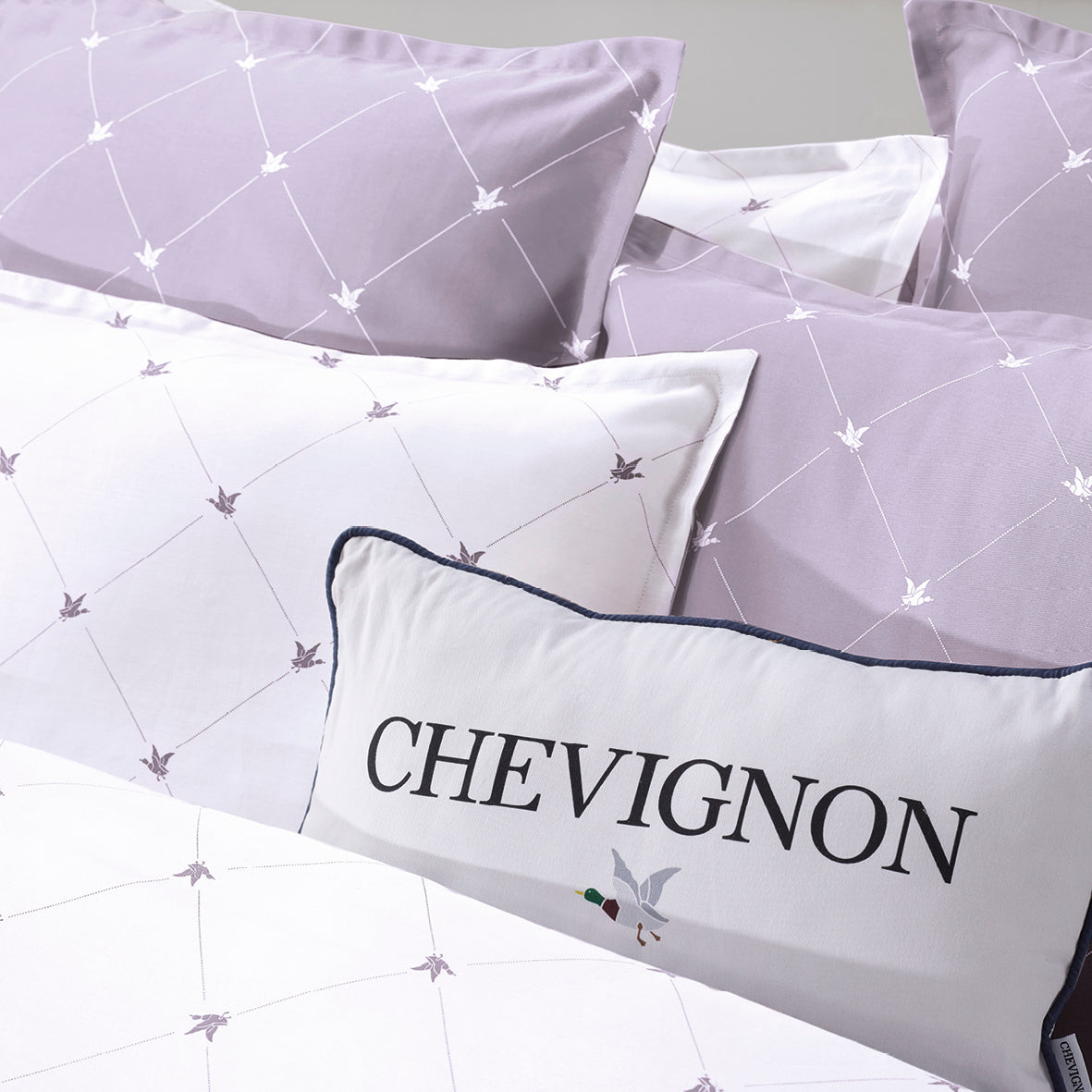 Pillowcase(s) cotton satin - Canards Lilac