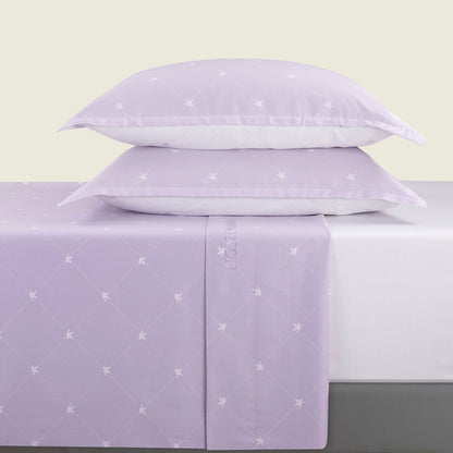 Sheet set cotton satin - Canards Lilac