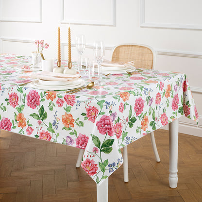 Tablecloth - Fleurs et feuilles White