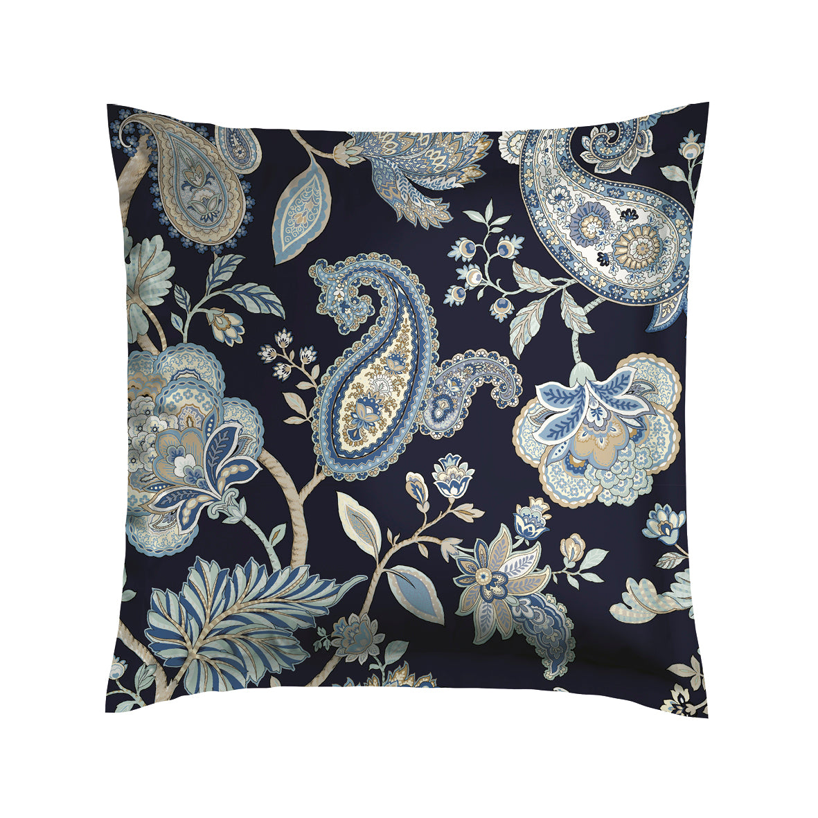 Pillowcase(s) cotton satin - Nuit indienne Dark blue 2 x (63 x 63 cm)