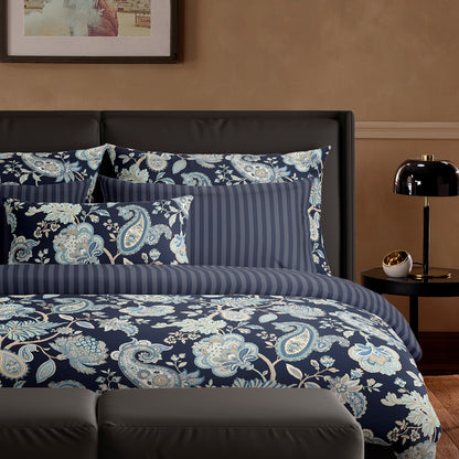 Pillowcase(s) cotton satin - Nuit indienne Dark blue