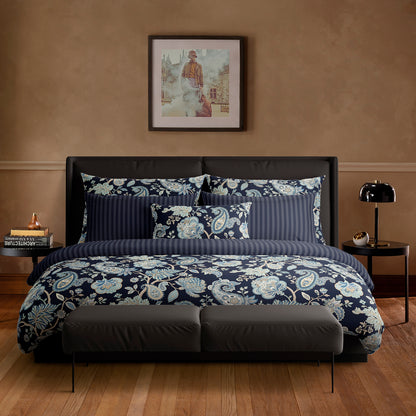 Pillowcase(s) cotton satin - Nuit indienne Dark blue
