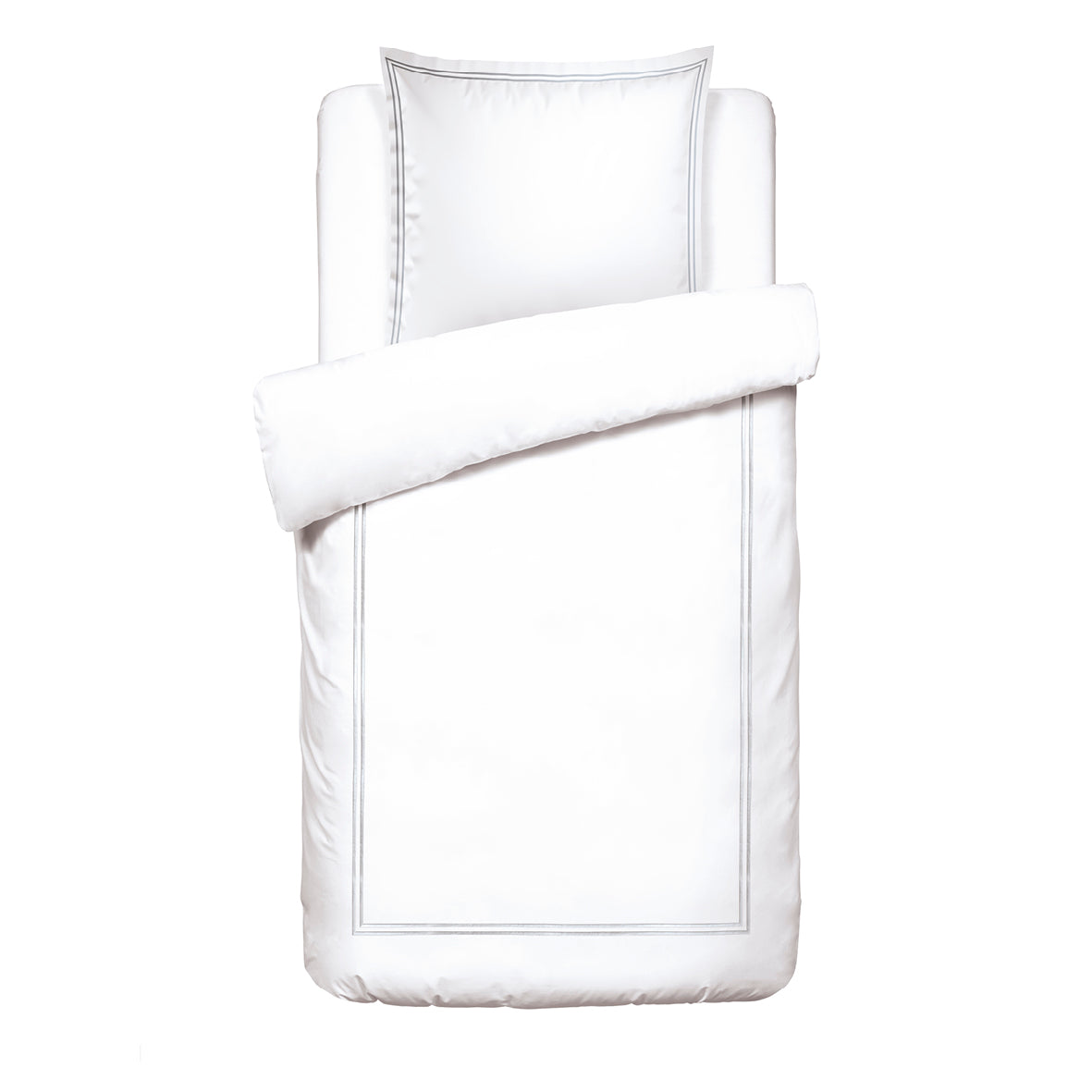 Duvet cover + pillowcase(s) cotton satin - Bastia Grey / White