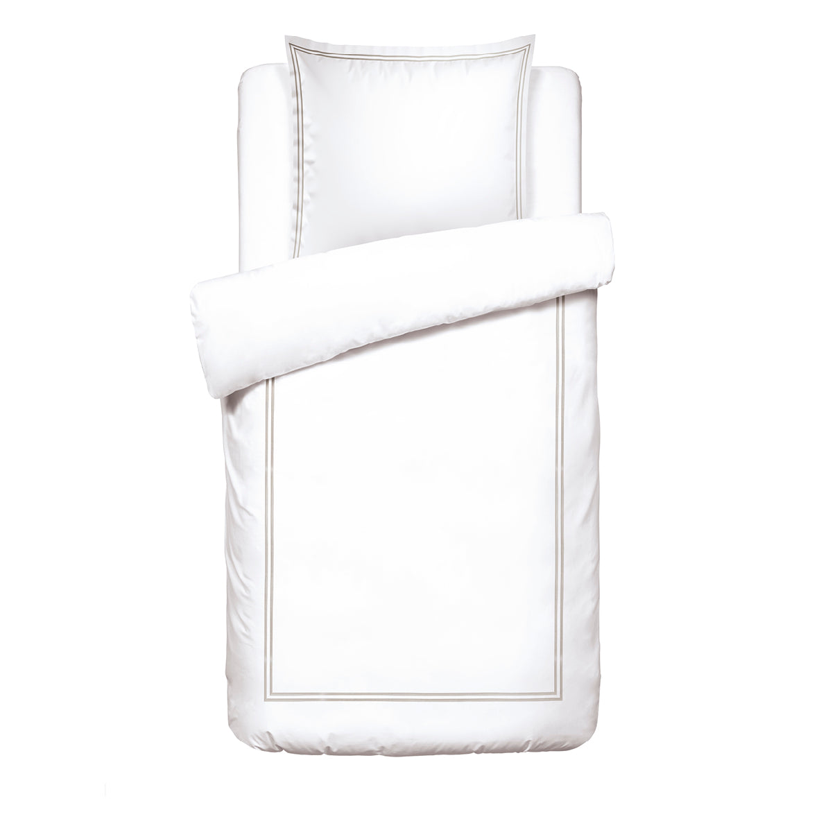 Duvet cover + pillowcase(s) cotton satin - Bastia Taupe / White