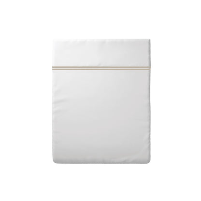 Flat sheet cotton satin - Bastia Taupe / White
