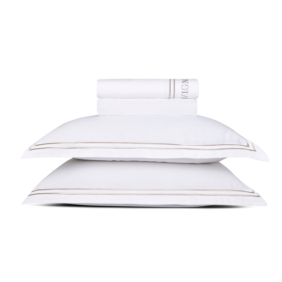 Sheet set cotton satin - Bastia Taupe / White