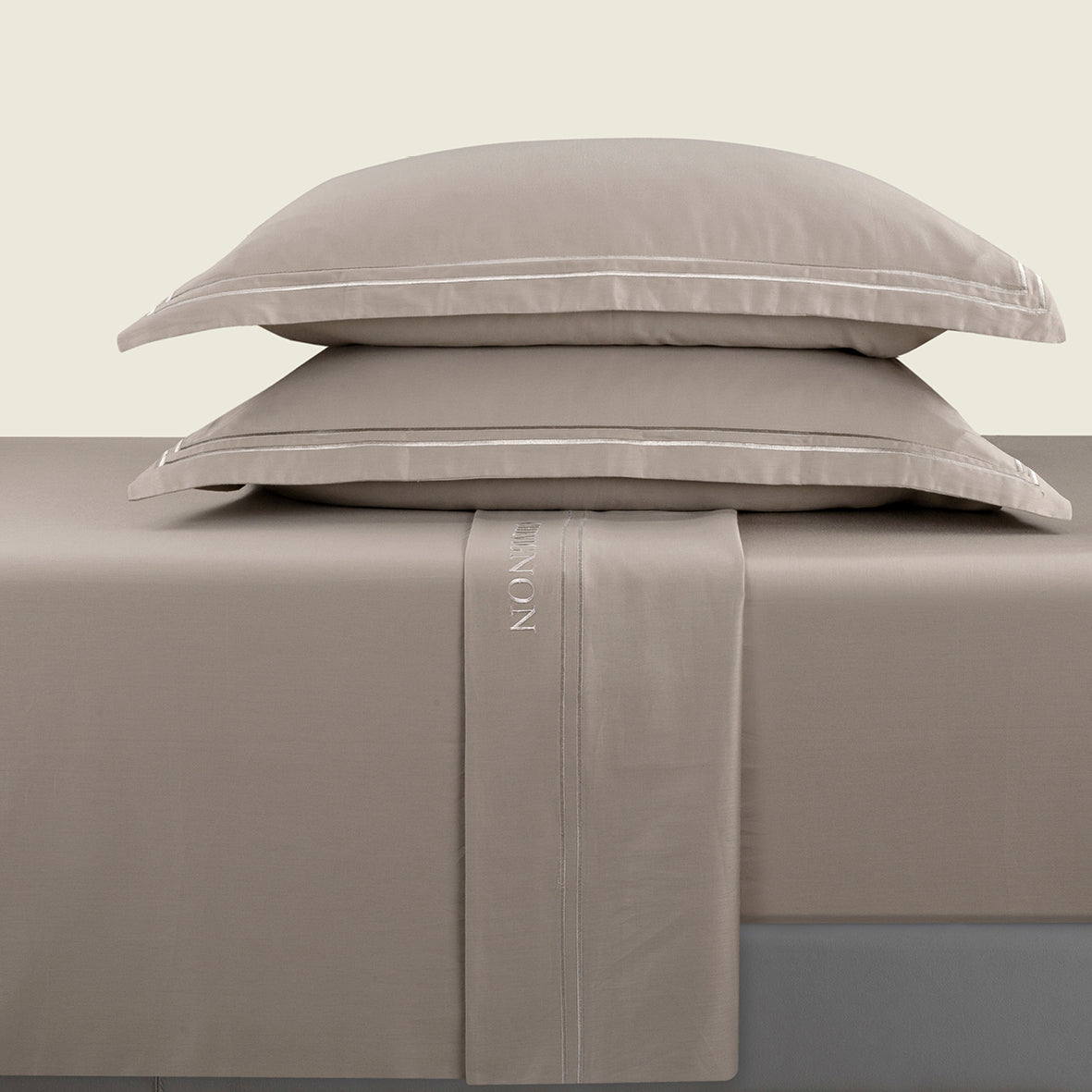 Sheet set cotton satin - Bastia Taupe / Taupe