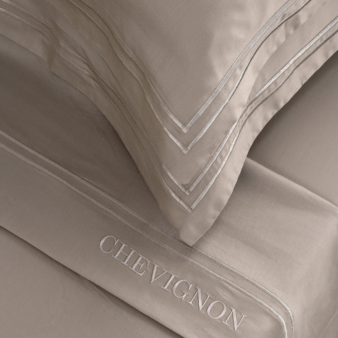Sheet set cotton satin - Bastia Taupe / Taupe