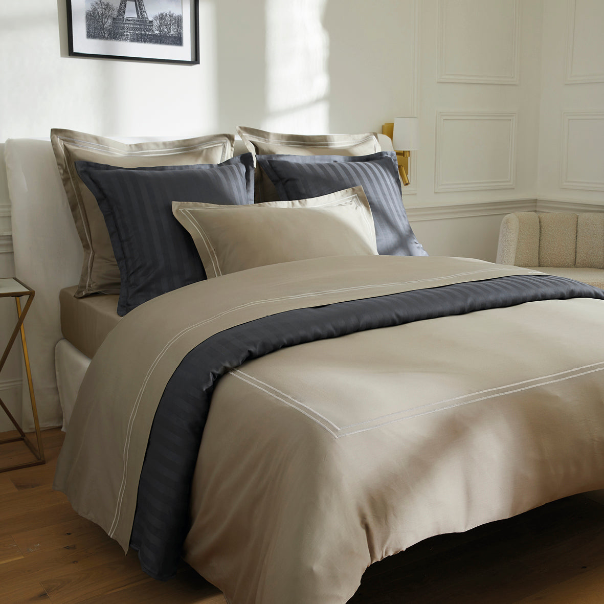 Sheet set cotton satin - Bastia Taupe / Taupe