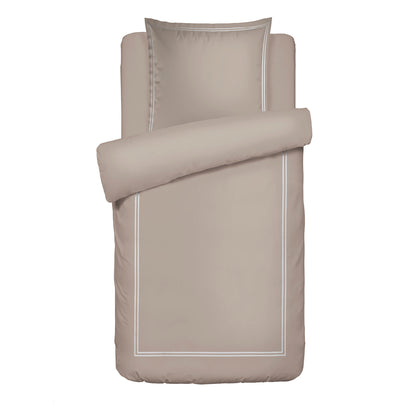 Duvet cover + pillowcase(s) cotton satin - Bastia White / Taupe