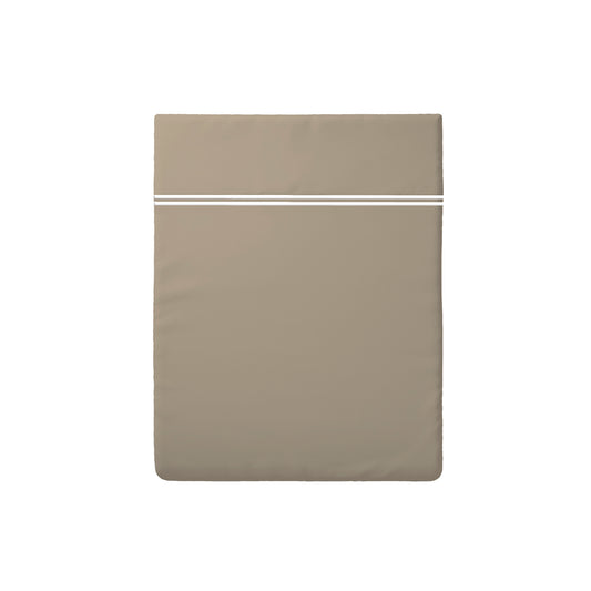 Flat sheet cotton satin - Bastia White / Taupe