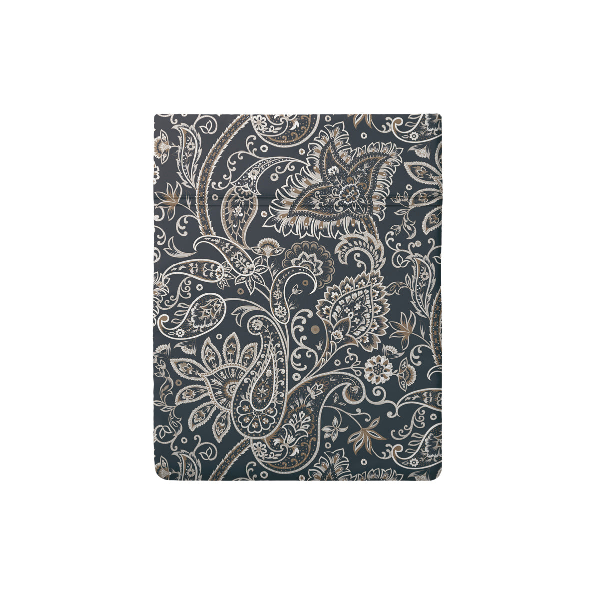 Flat sheet cotton satin - Paisley Grey / Taupe