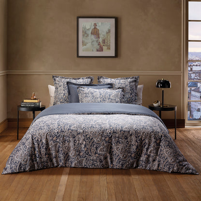 Flat sheet cotton satin - Paisley Grey / Taupe
