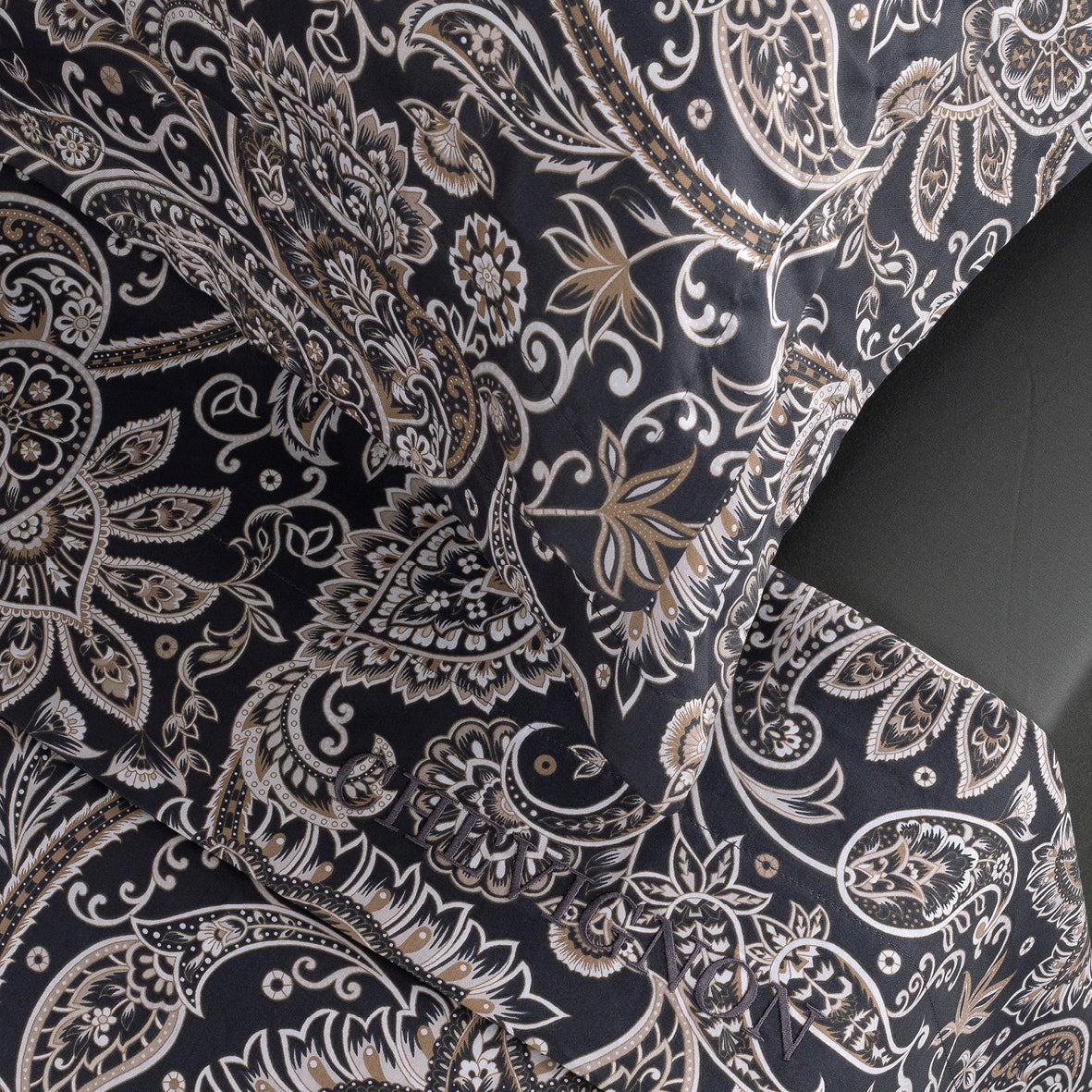 Ensemble de draps satin de coton - Paisley Gris / Taupe