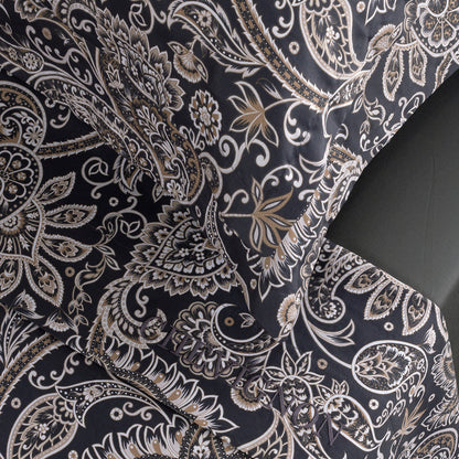 Ensemble de draps satin de coton - Paisley Gris / Taupe