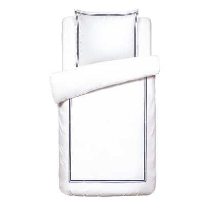 Duvet cover + pillowcase(s) cotton satin - Bastia Dark blue / White