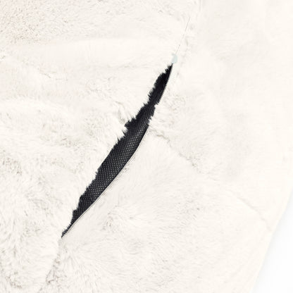 Housse de pouf sans rembourrage - douc en fausse fourrure - Blanc - 130 x 80 cm