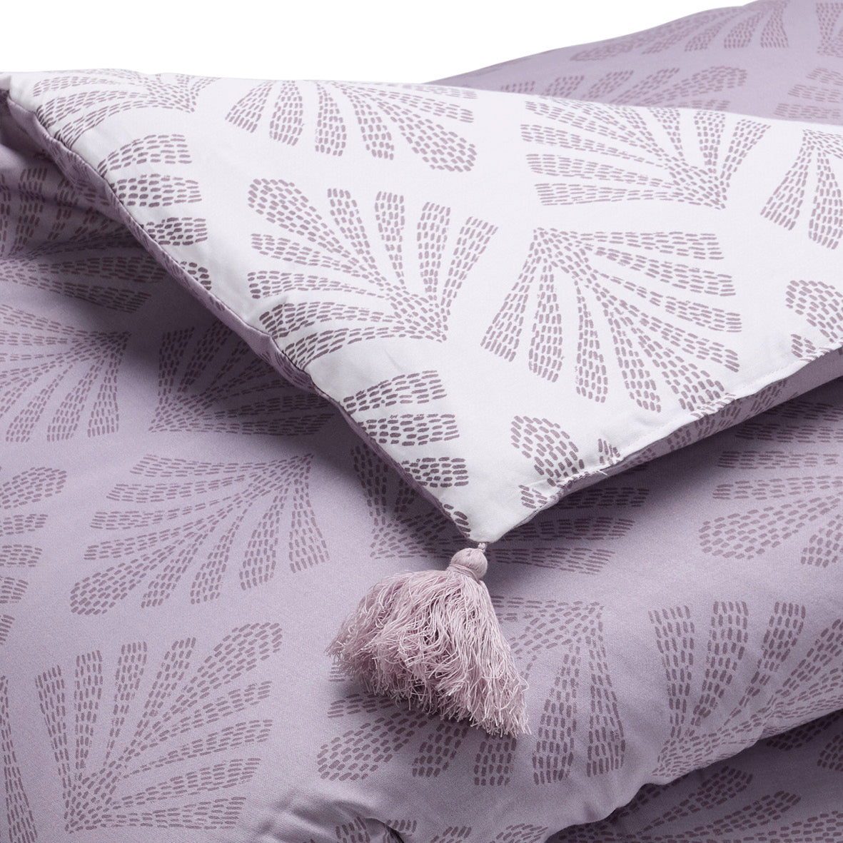 Quilt with tassels Vibrance végétale Dark purple / Light purple - 140 x 200 cm