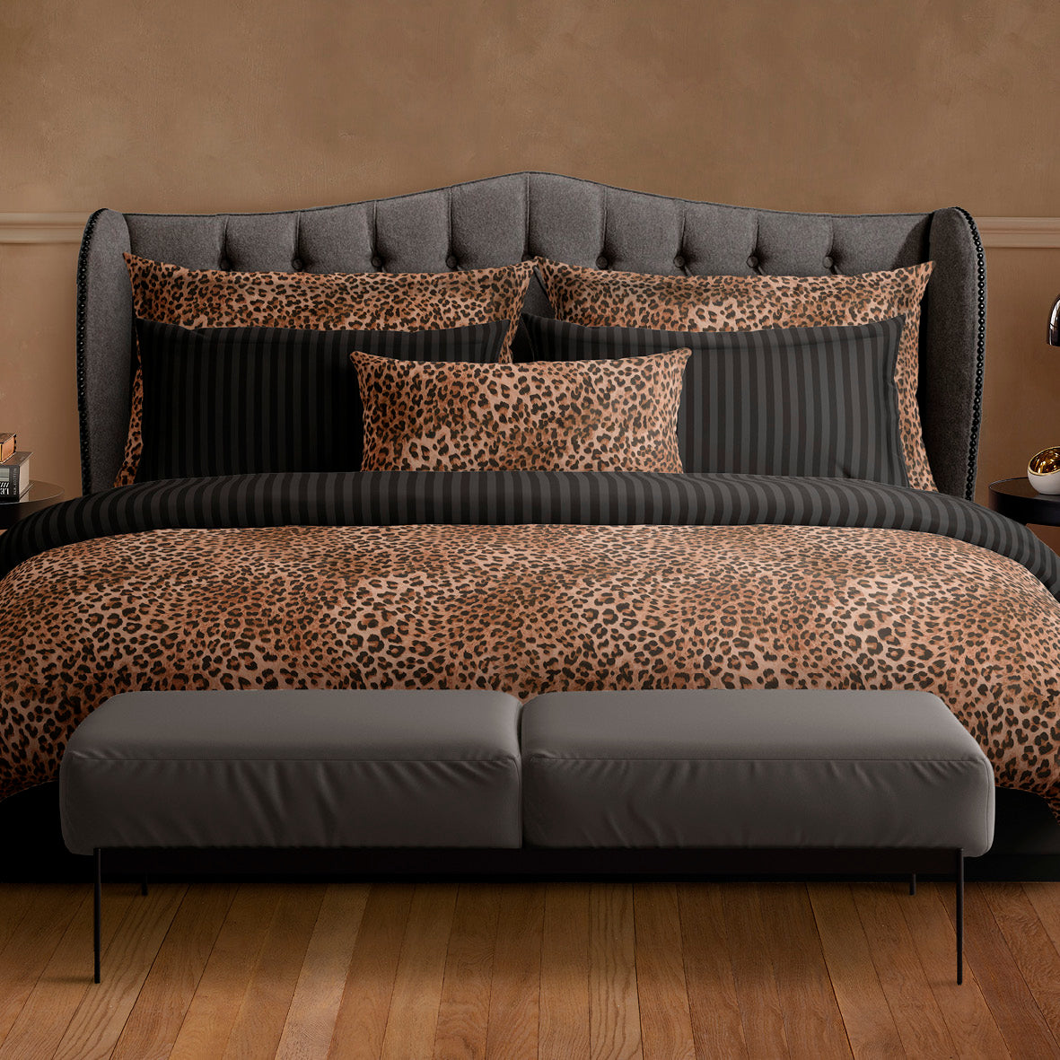 Taie(s) d'oreiller satin de coton - Élégance sauvage Brun