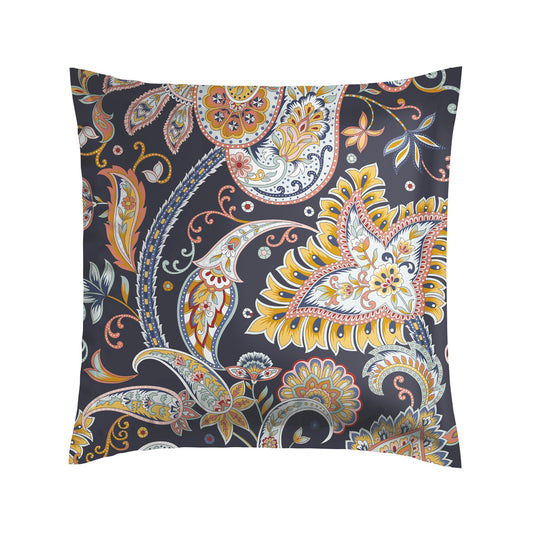 Taie(s) d'oreiller satin de coton - Paisley Bleu foncé / Doré