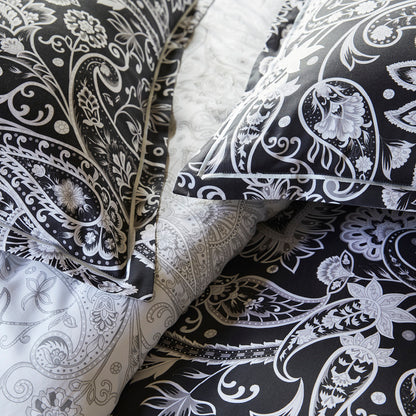 Taie(s) d'oreiller satin de coton - Paisley Noir