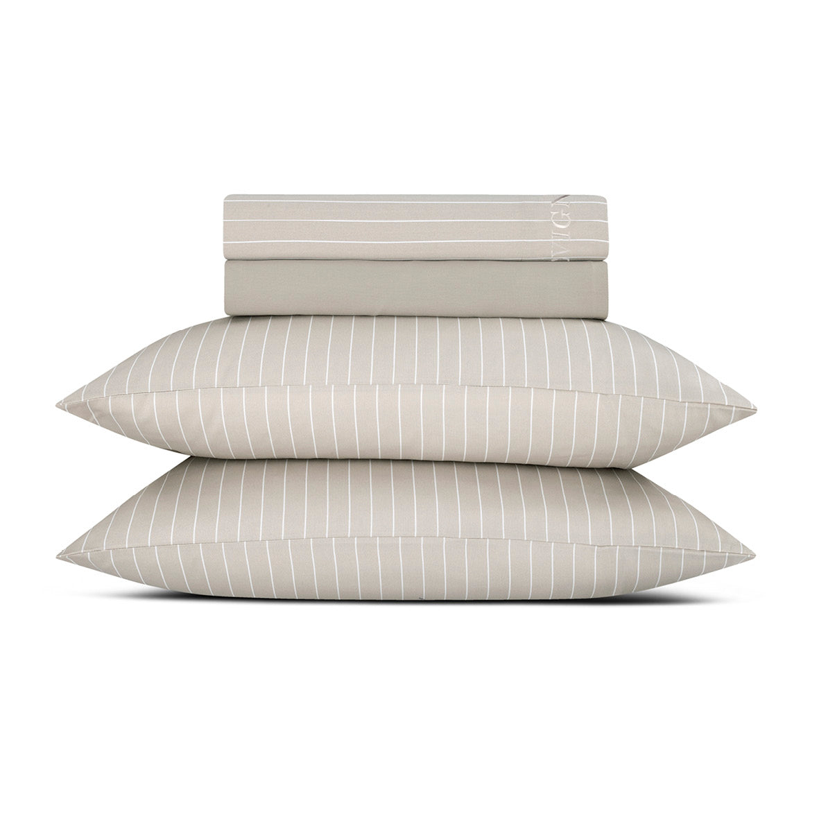 Sheet set cotton satin - Rayures classiques Taupe
