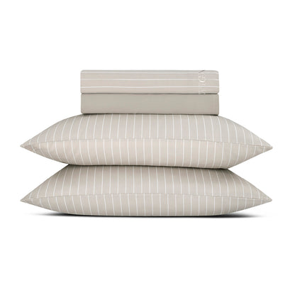Sheet set cotton satin - Rayures classiques Taupe