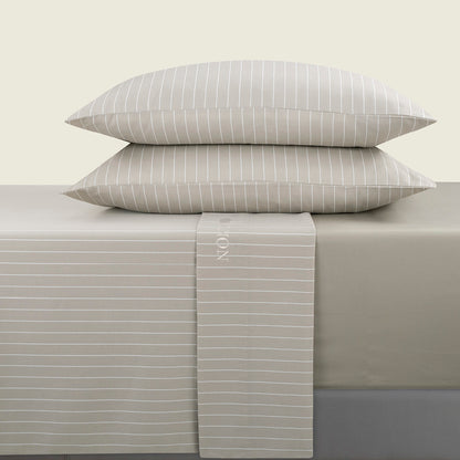 Sheet set cotton satin - Rayures classiques Taupe