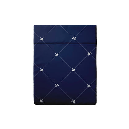 Flat sheet cotton satin - Canards Evy Blue